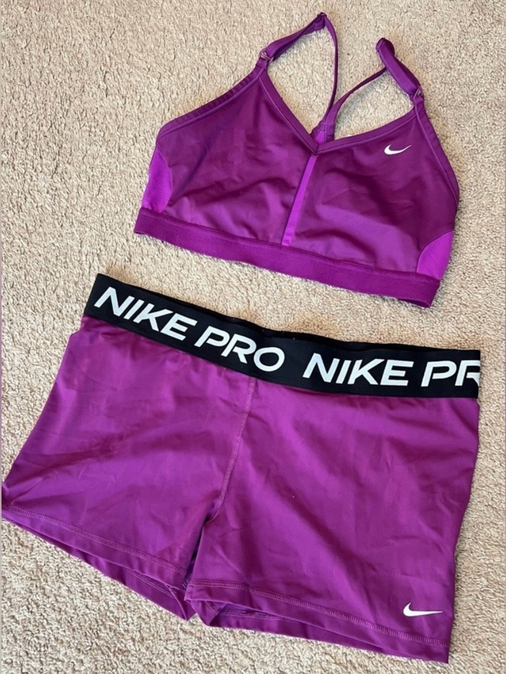 Nike Purple Performance Sports Bra & Nike Pro Shorts bra XL shorts XXL